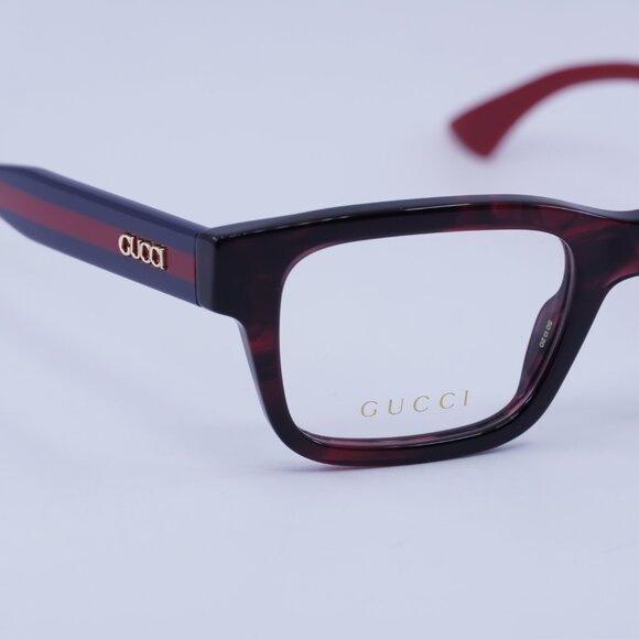 Gucci GG1865O 003 Eyeglasses Dark Red Havana/Blue/Red 50mm Square Frame - Picture 4 of 10